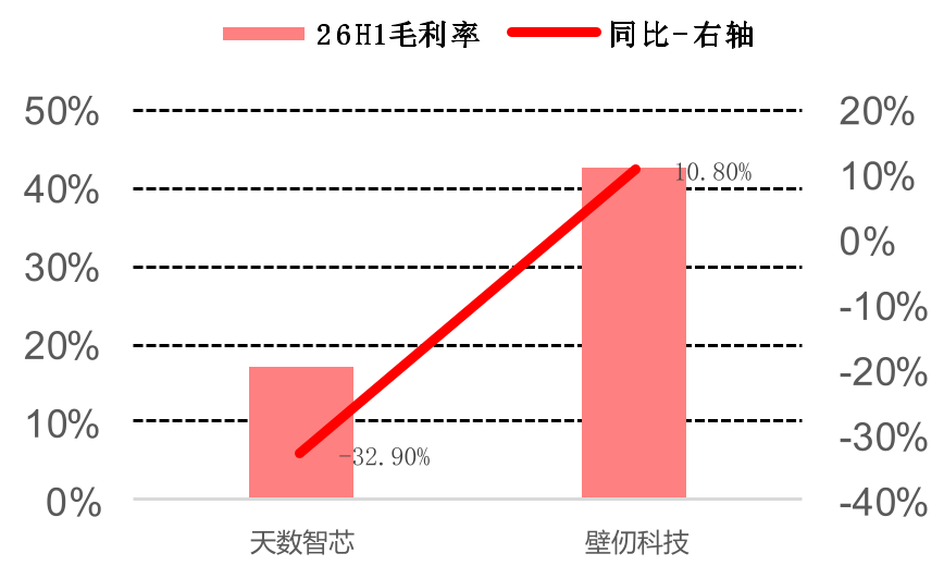 天数智芯、壁仞科技毛利率表现